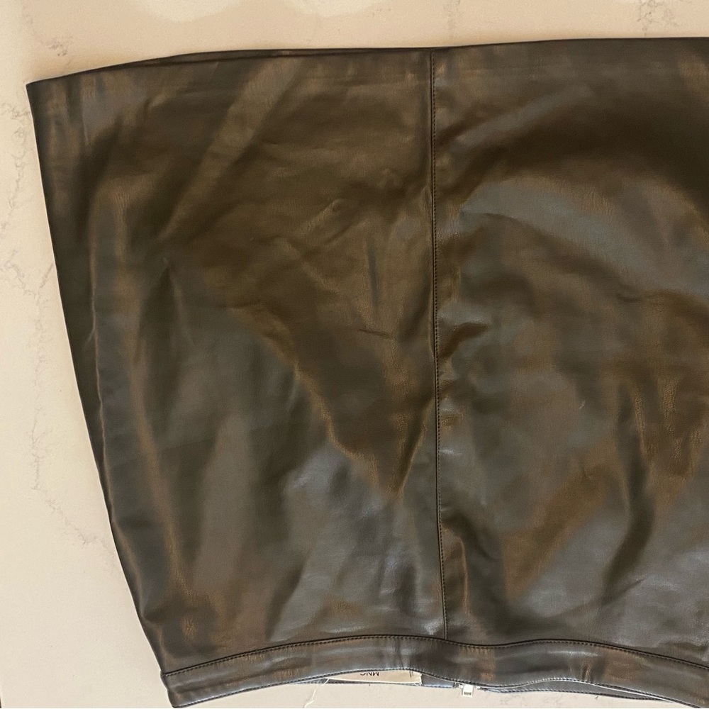 Mango Black Leather Pencil Skirt